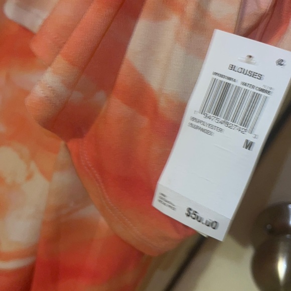 Willow Drive ONE Shoulder RUFFLE TOP Watercolor Ombre - Picture 3 of 3